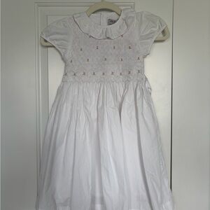 Trotters Lily Rose White Willow Rose Hand Smocked Dress